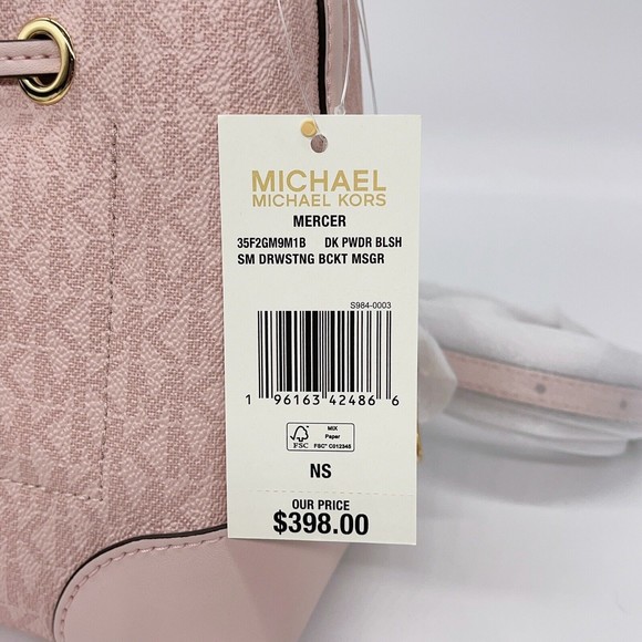 SOLD Michael Kors Mercer Small Bucket Bag Logo Drawstring Crossbody Blush Pink - Picture 7 of 8